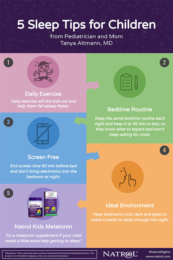 Natrol 5 Sleep Tips for Children Infographic
